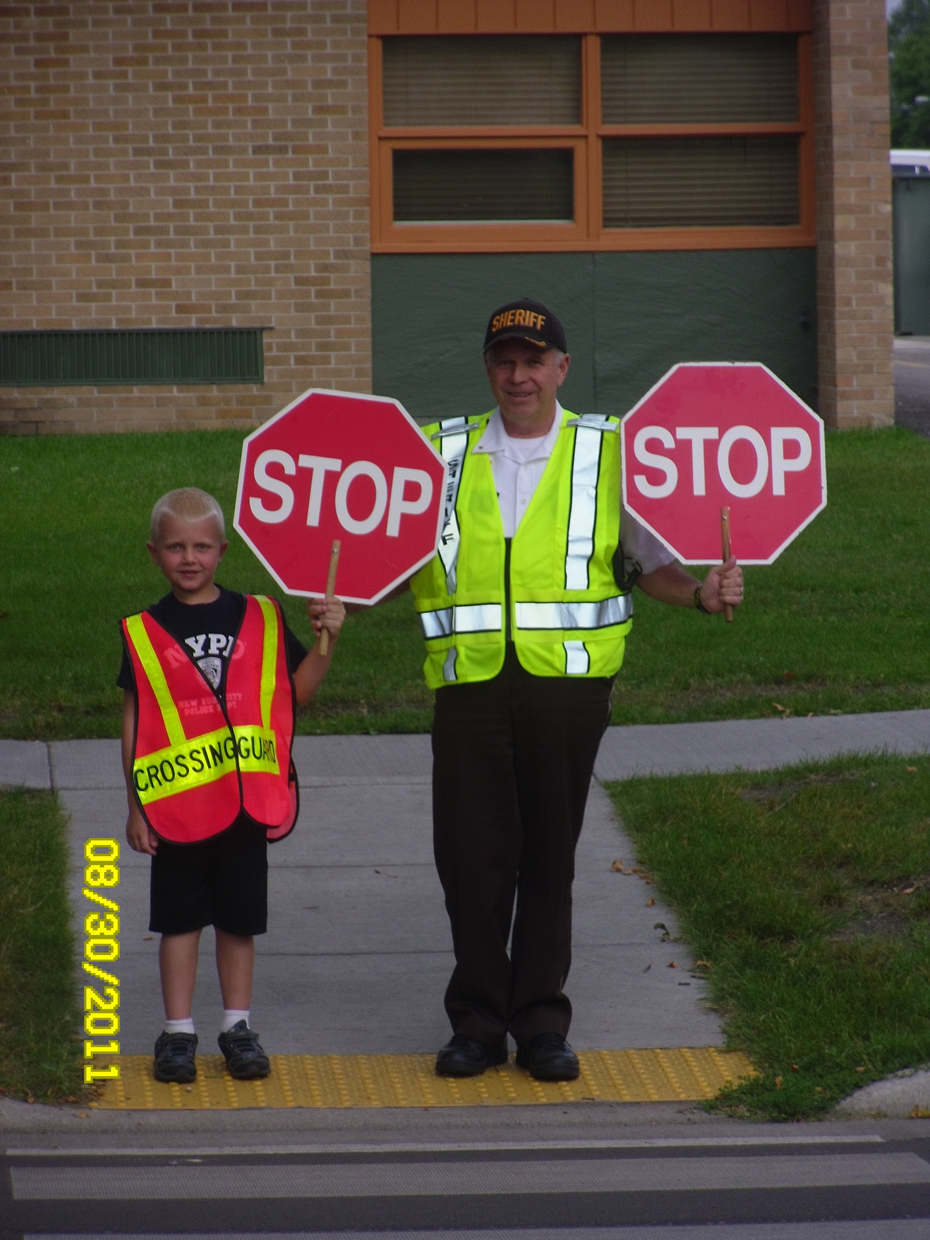 Crossing guard at work